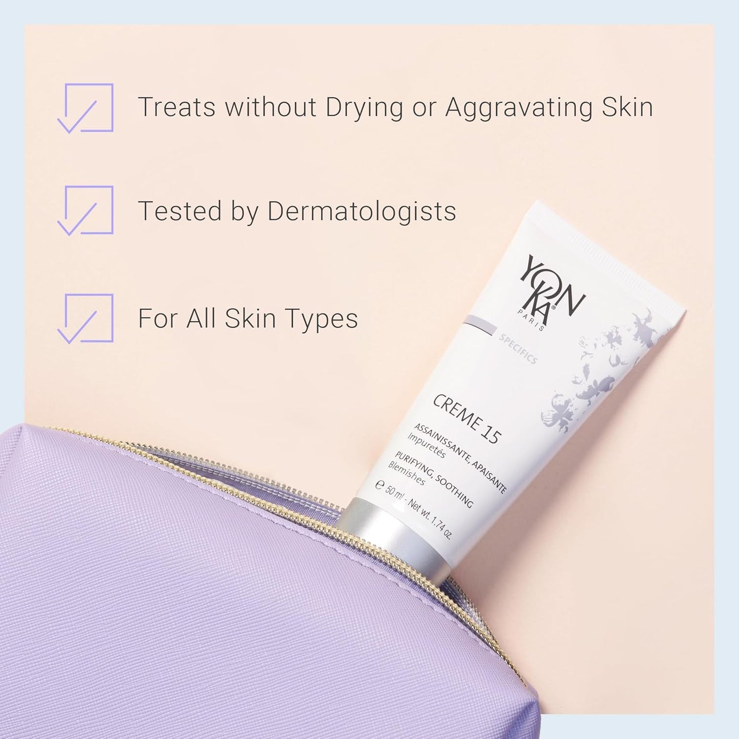 Yon - Ka Specifics Creme 15 (50ml) Acne Treatment Cream to Purify and Balance Blemish Prone Skin, Soothe Irritation with Chamomile, Paraben - Free - 7DAY'S
