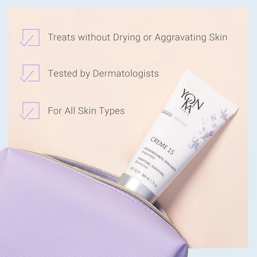 Yon - Ka Specifics Creme 15 (50ml) Acne Treatment Cream to Purify and Balance Blemish Prone Skin, Soothe Irritation with Chamomile, Paraben - Free - 7DAY'S