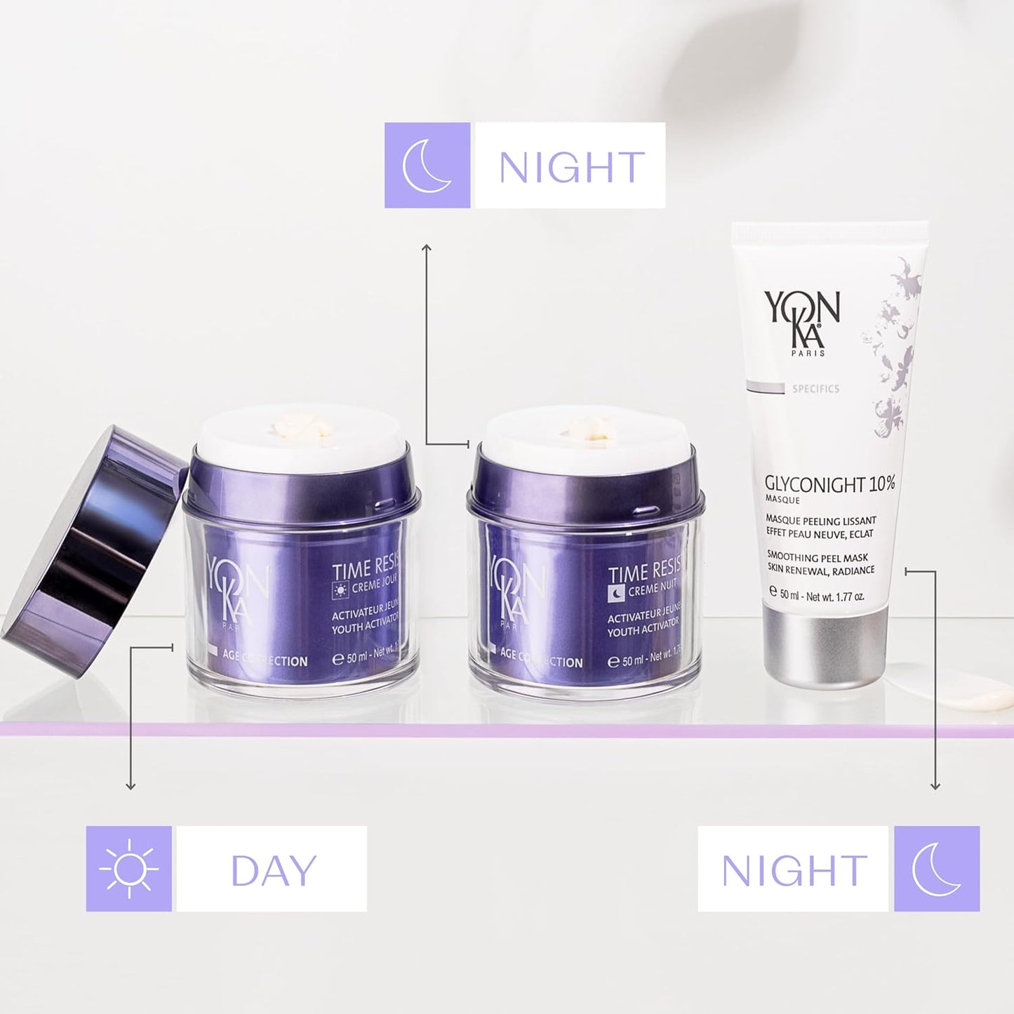 Yon - Ka Time Resist Nuit (50ml) Anti - Aging Night Cream with Youth Activating Complex and Shea Butter, Firming Anti - Wrinkle Moisturizer for Face and Neck, Paraben - Free - 7DAY'S