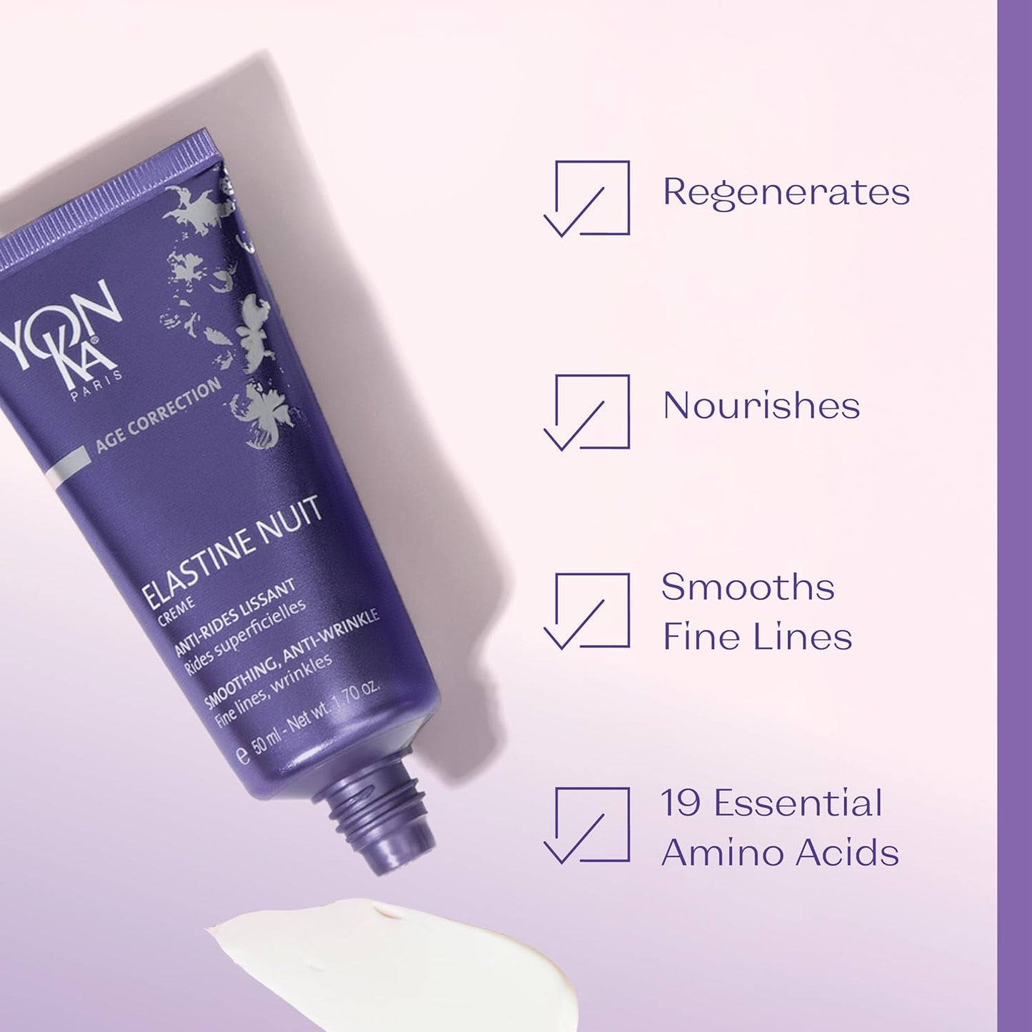 Yonka Elastine Nuit Anti - Wrinkle Night Cream (50ml) Anti Aging Facial Moisturizer and Eye Cream, Soften Fine Lines and Wrinkles with Vitamin C and Elastin Peptides, Paraben - Free - 7DAY'S