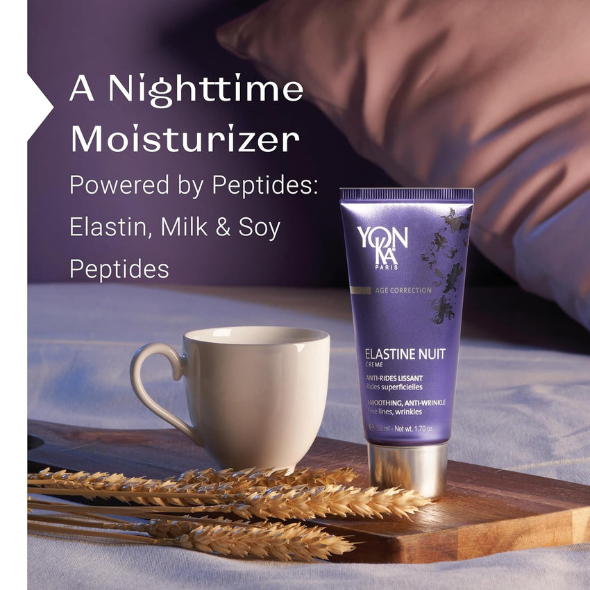 Yonka Elastine Nuit Anti - Wrinkle Night Cream (50ml) Anti Aging Facial Moisturizer and Eye Cream, Soften Fine Lines and Wrinkles with Vitamin C and Elastin Peptides, Paraben - Free - 7DAY'S
