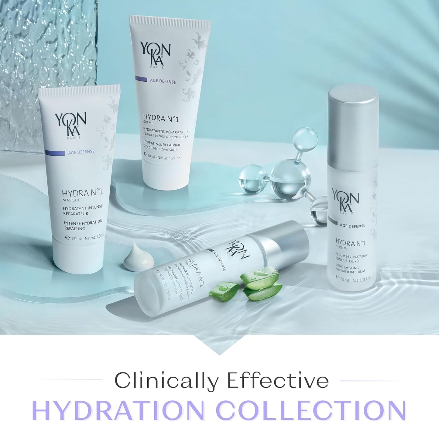 Yonka Hydra No.1 Fluide (50ml) Age Defense Skin Care, Lightweight Mattifying Moisturizer with Hyaluronic Acid and Silica, Normal and Oily Skin, Paraben - Free - 7DAY'S
