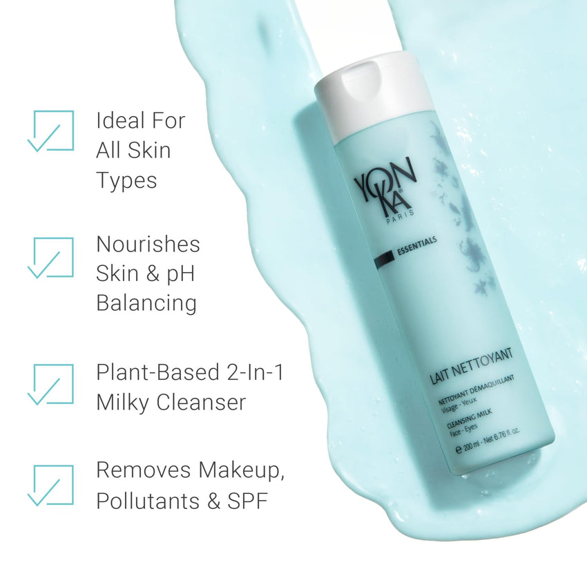 Yonka Lait Nettoyant Facial Cleanser, Gentle Milk Cleanser & Makeup Remover, Daily Plant Based Wash, Moisturize and Balance Skins pH, All Skin Types, Paraben - Free - 7DAY'S