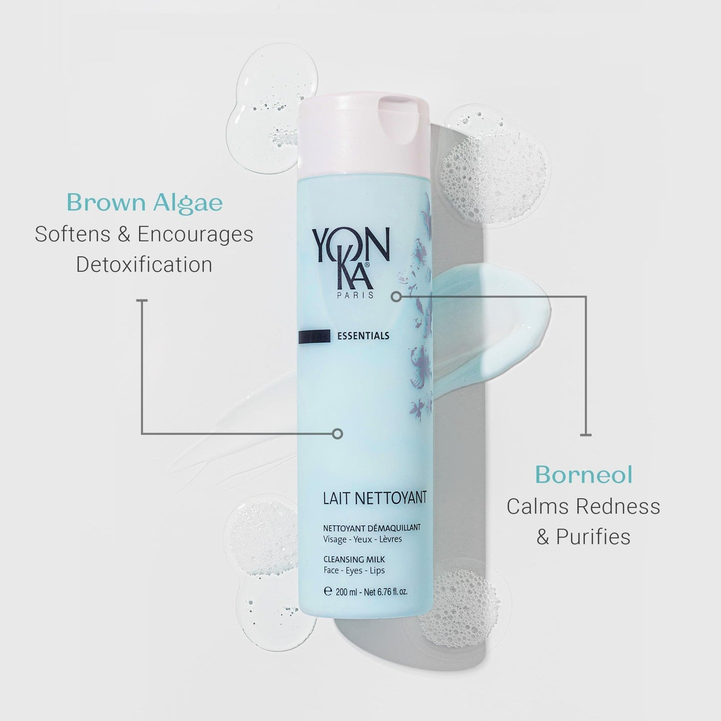 Yonka Lait Nettoyant Facial Cleanser, Gentle Milk Cleanser & Makeup Remover, Daily Plant Based Wash, Moisturize and Balance Skins pH, All Skin Types, Paraben - Free - 7DAY'S