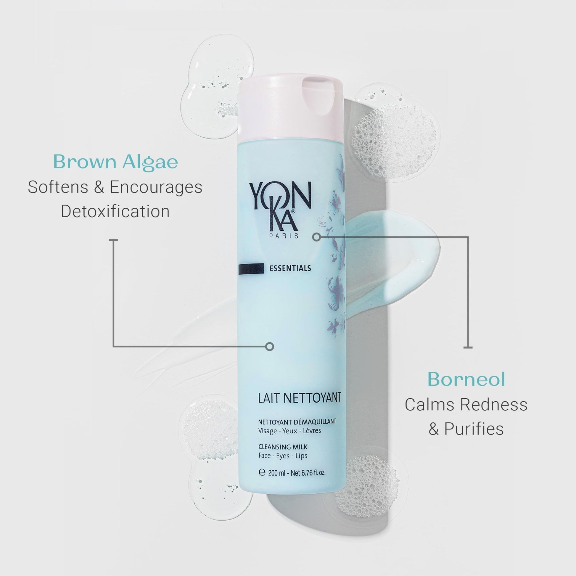 Yonka Lait Nettoyant Facial Cleanser, Gentle Milk Cleanser & Makeup Remover, Daily Plant Based Wash, Moisturize and Balance Skins pH, All Skin Types, Paraben - Free - 7DAY'S
