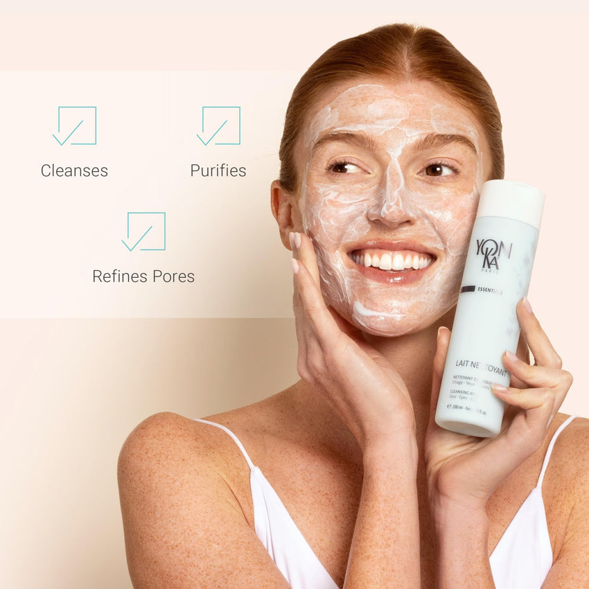 Yonka Lait Nettoyant Facial Cleanser, Gentle Milk Cleanser & Makeup Remover, Daily Plant Based Wash, Moisturize and Balance Skins pH, All Skin Types, Paraben - Free - 7DAY'S