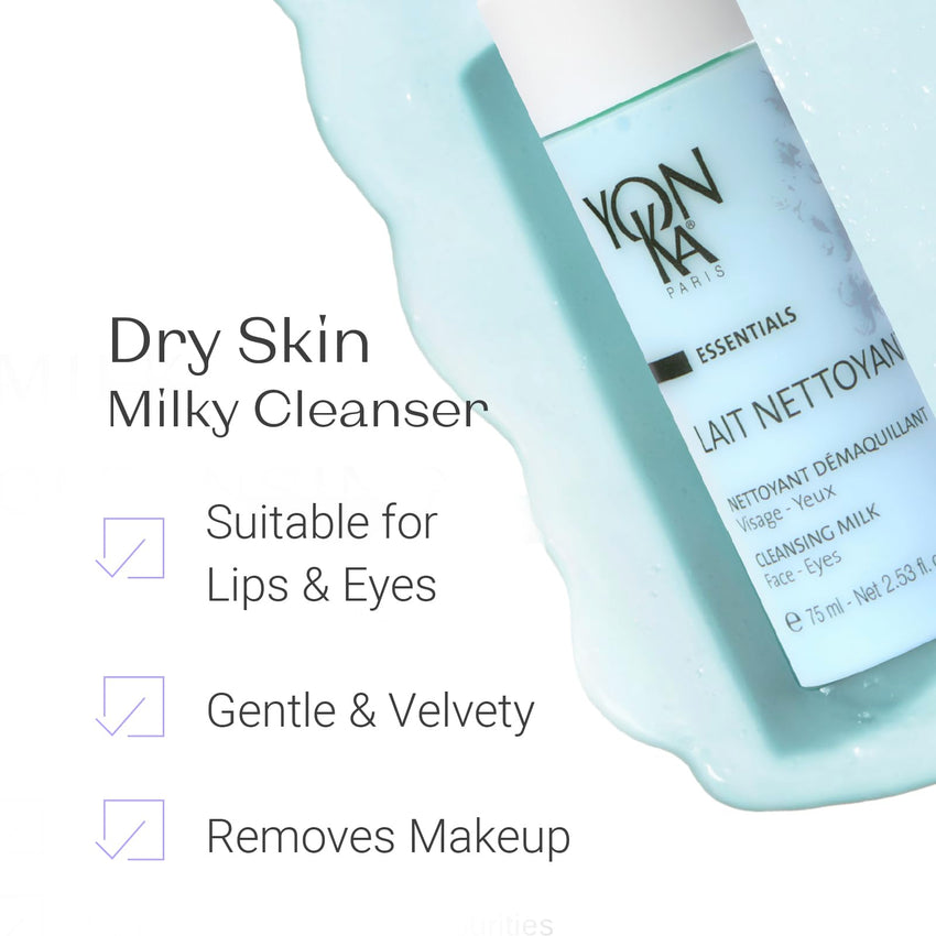 Yonka Lait Nettoyant Facial Cleanser, Gentle Milk Cleanser & Makeup Remover, Daily Plant Based Wash, Moisturize and Balance Skins pH, All Skin Types, Paraben - Free - 7DAY'S