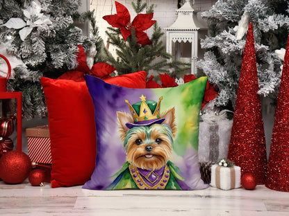 Yorkshire Terrier King of Mardi Gras Throw Pillow Machine Washable, Indoor Outdoor Decorative Pillow for Couch, Bed or Patio, 18Hx18W - 7DAY'S