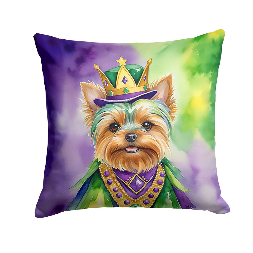 Yorkshire Terrier King of Mardi Gras Throw Pillow Machine Washable, Indoor Outdoor Decorative Pillow for Couch, Bed or Patio, 18Hx18W - 7DAY'S