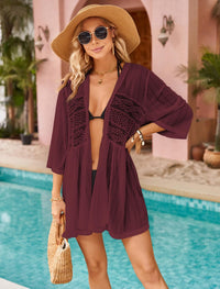 ZAFUL Lightweight Summer Cardigan for Women 3/4 Sleeve Bikini Cover Ups Strechy Crochet Knit Kimonos - 7DAY'S
