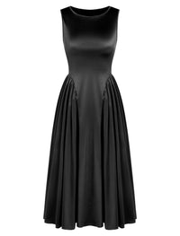 ZAFUL Satin Formal Dress for Women Sleeveless A Line Flowy Wedding Guest Dress Boat Neck Prom Cocktail Party Midi Dresses - 7DAY'S
