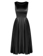 ZAFUL Satin Formal Dress for Women Sleeveless A Line Flowy Wedding Guest Dress Boat Neck Prom Cocktail Party Midi Dresses - 7DAY'S