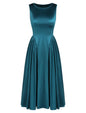 ZAFUL Satin Formal Dress for Women Sleeveless A Line Flowy Wedding Guest Dress Boat Neck Prom Cocktail Party Midi Dresses - 7DAY'S