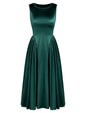 ZAFUL Satin Formal Dress for Women Sleeveless A Line Flowy Wedding Guest Dress Boat Neck Prom Cocktail Party Midi Dresses - 7DAY'S