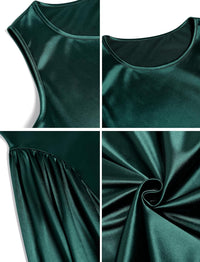 ZAFUL Satin Formal Dress for Women Sleeveless A Line Flowy Wedding Guest Dress Boat Neck Prom Cocktail Party Midi Dresses - 7DAY'S
