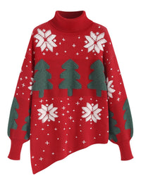 ZAFUL Women Christmas Sweater Oversized Pullover Sweaters Casual Loose Long Sleeve Knit Tops - 7DAY'S