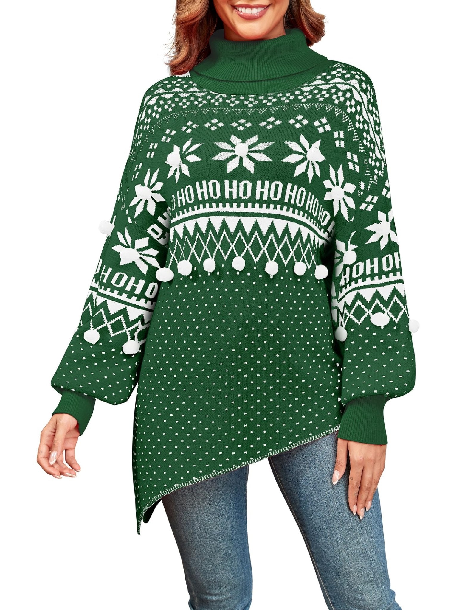 ZAFUL Women Christmas Sweater Oversized Pullover Sweaters Casual Loose Long Sleeve Knit Tops - 7DAY'S
