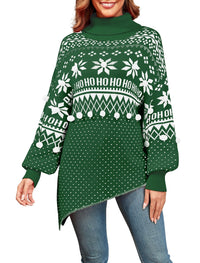 ZAFUL Women Christmas Sweater Oversized Pullover Sweaters Casual Loose Long Sleeve Knit Tops - 7DAY'S