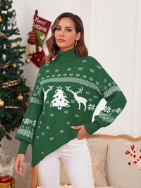 ZAFUL Women Christmas Sweater Oversized Pullover Sweaters Casual Loose Long Sleeve Knit Tops - 7DAY'S