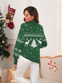 ZAFUL Women Christmas Sweater Oversized Pullover Sweaters Casual Loose Long Sleeve Knit Tops - 7DAY'S