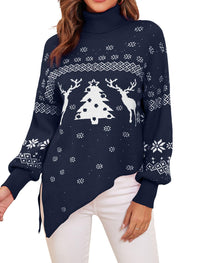 ZAFUL Women Christmas Sweater Oversized Pullover Sweaters Casual Loose Long Sleeve Knit Tops - 7DAY'S