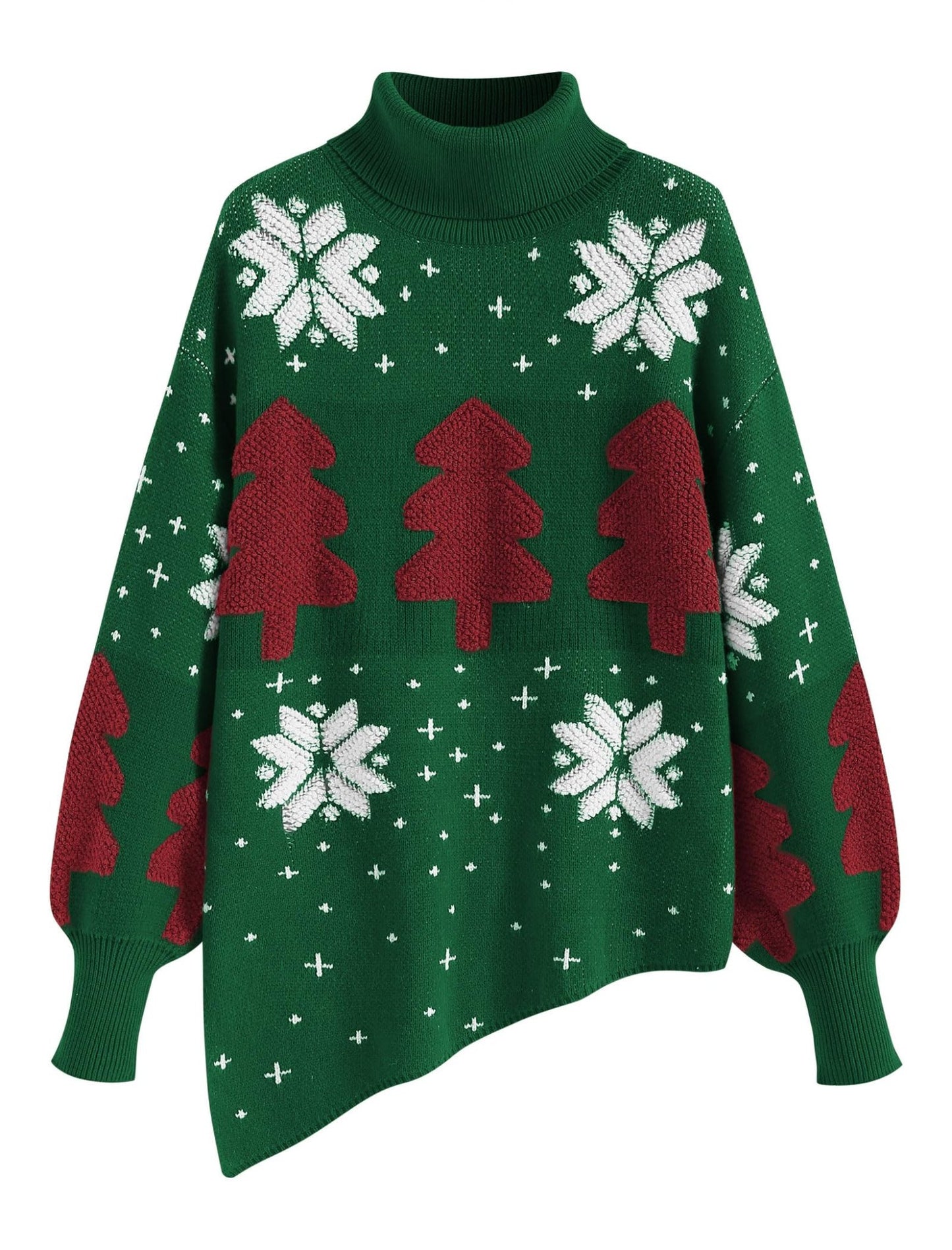 ZAFUL Women Christmas Sweater Oversized Pullover Sweaters Casual Loose Long Sleeve Knit Tops - 7DAY'S