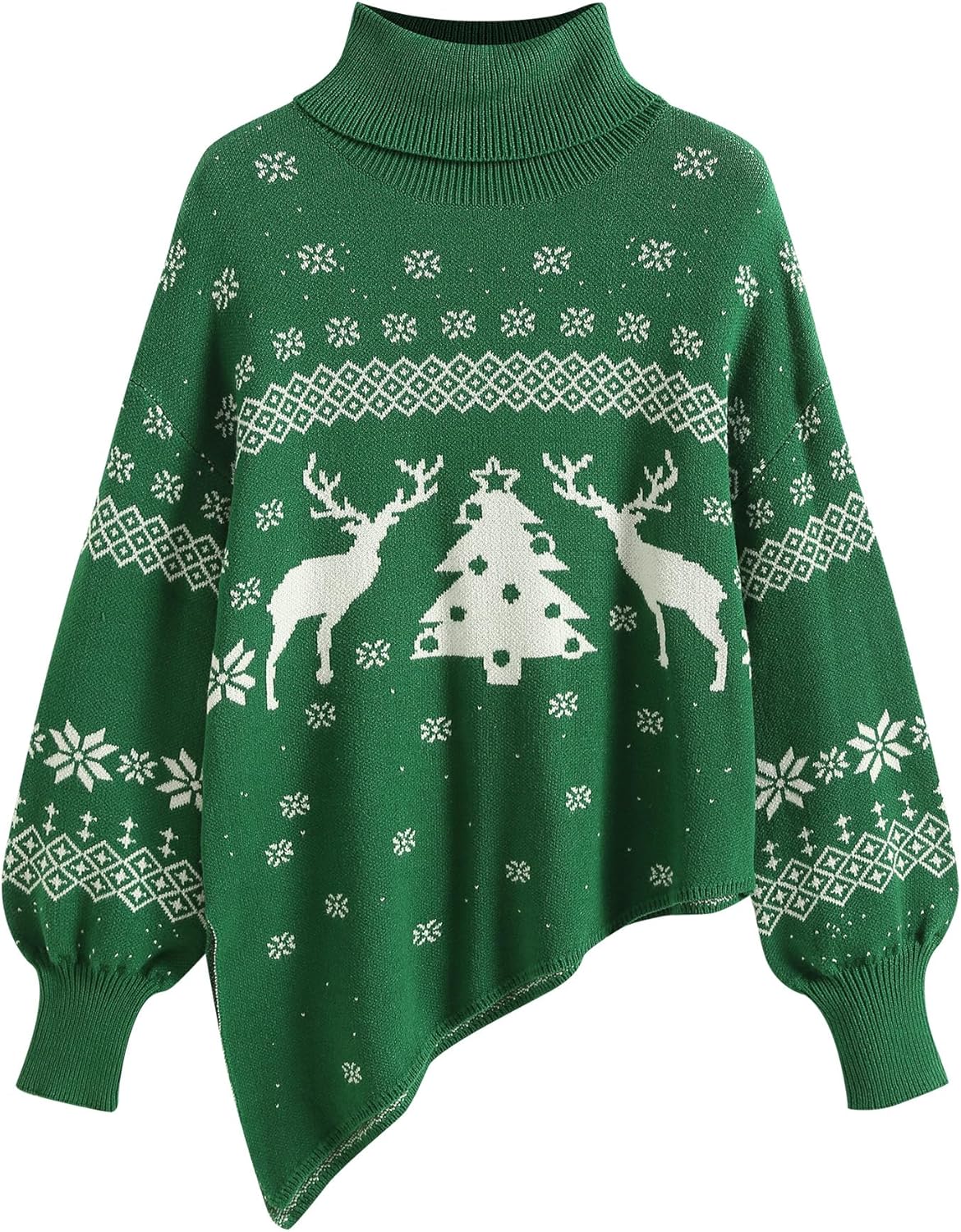 ZAFUL Women Christmas Sweater Oversized Pullover Sweaters Casual Loose Long Sleeve Knit Tops - 7DAY'S