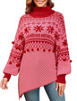 ZAFUL Women Christmas Sweater Oversized Pullover Sweaters Casual Loose Long Sleeve Knit Tops - 7DAY'S