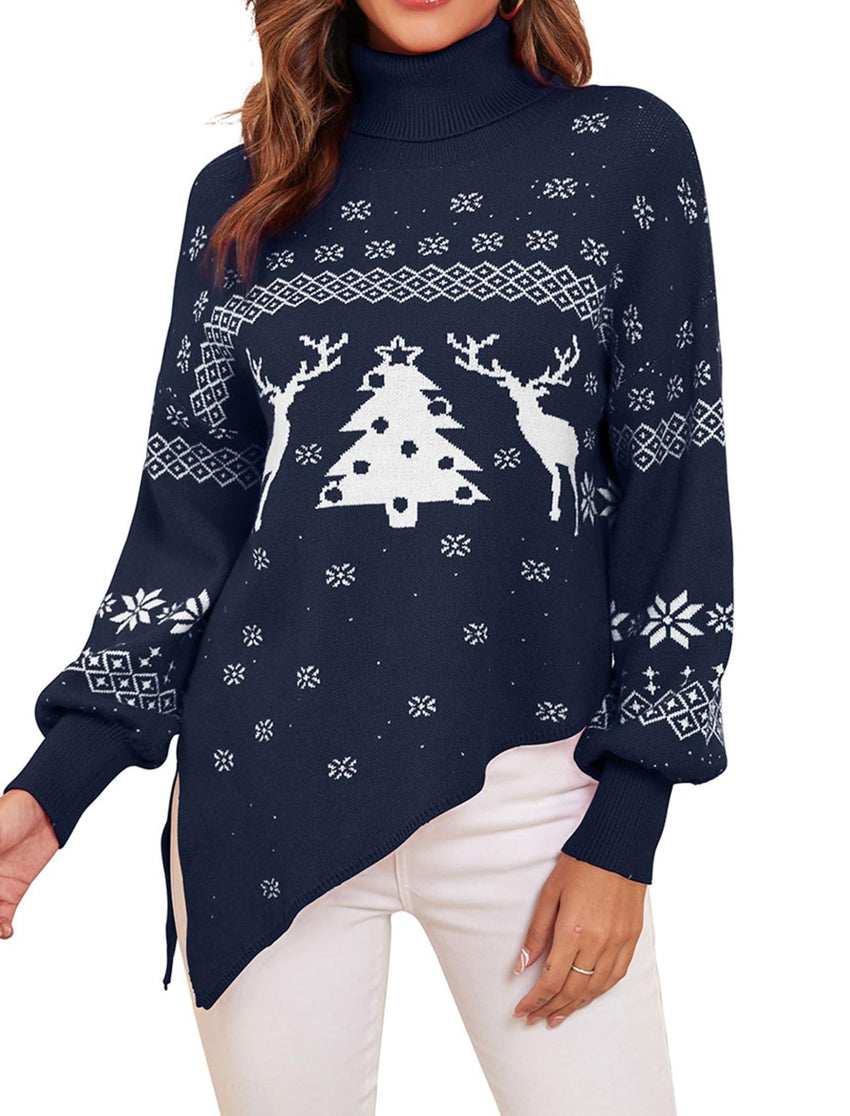 ZAFUL Women Christmas Sweater Oversized Pullover Sweaters Casual Loose Long Sleeve Knit Tops - 7DAY'S