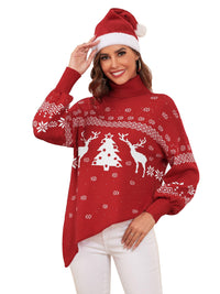 ZAFUL Women Christmas Sweater Oversized Pullover Sweaters Casual Loose Long Sleeve Knit Tops - 7DAY'S