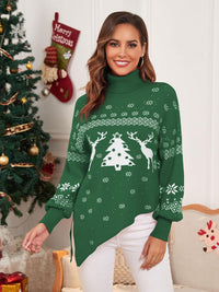 ZAFUL Women Christmas Sweater Oversized Pullover Sweaters Casual Loose Long Sleeve Knit Tops - 7DAY'S