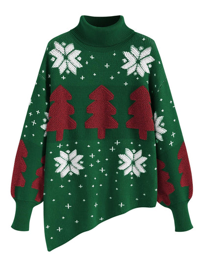 ZAFUL Women Christmas Sweater Oversized Pullover Sweaters Casual Loose Long Sleeve Knit Tops - 7DAY'S