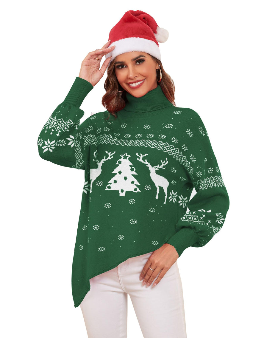 ZAFUL Women Christmas Sweater Oversized Pullover Sweaters Casual Loose Long Sleeve Knit Tops - 7DAY'S