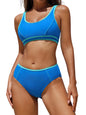 ZAFUL Women High Waisted Bikini Sets Color Block Sporty 2 Piece Bathing Suit Adjustable Straps Tummy Control Swimwear - 7DAY'S