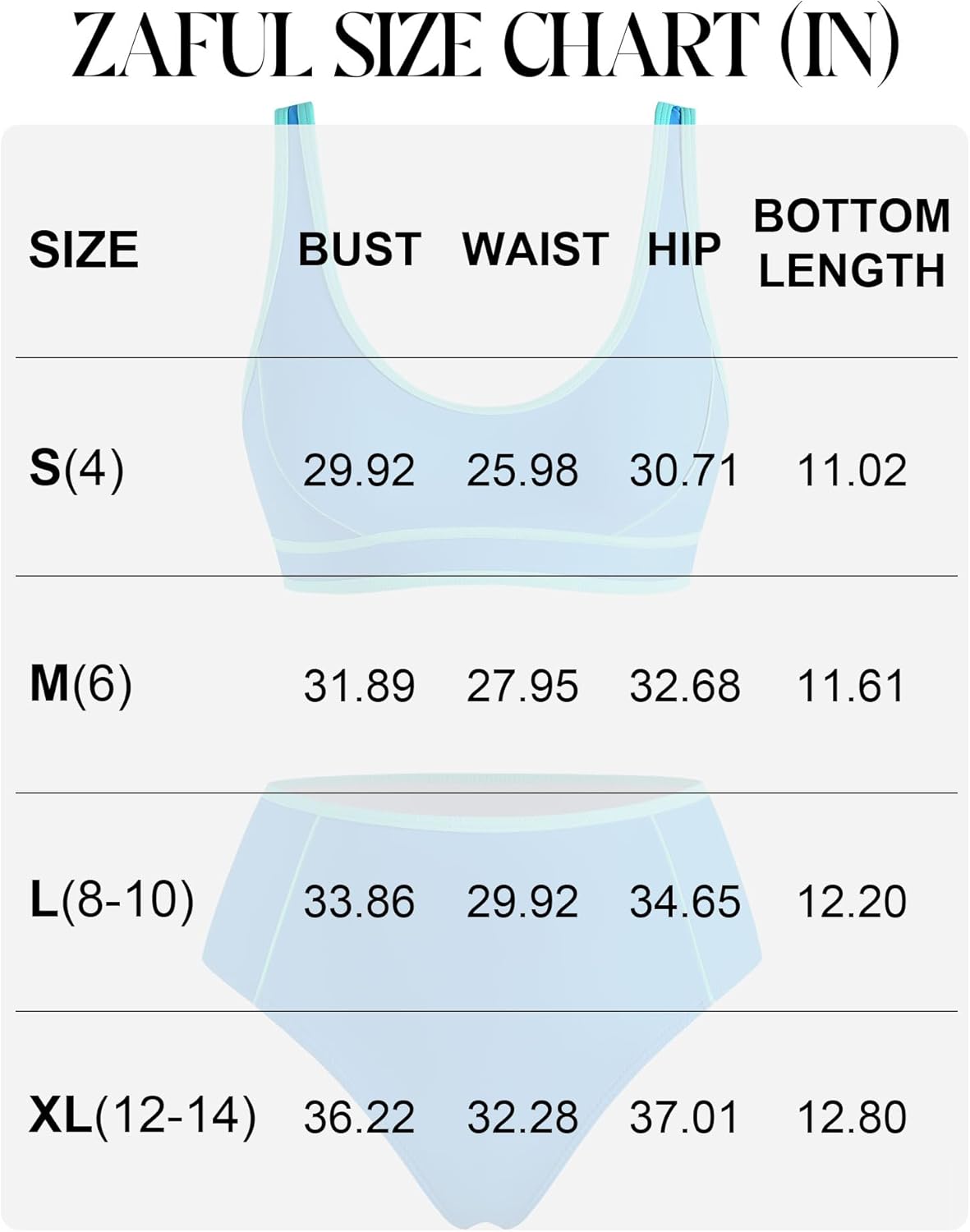 ZAFUL Women High Waisted Bikini Sets Color Block Sporty 2 Piece Bathing Suit Adjustable Straps Tummy Control Swimwear - 7DAY'S