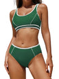ZAFUL Women High Waisted Bikini Sets Color Block Sporty 2 Piece Bathing Suit Adjustable Straps Tummy Control Swimwear - 7DAY'S