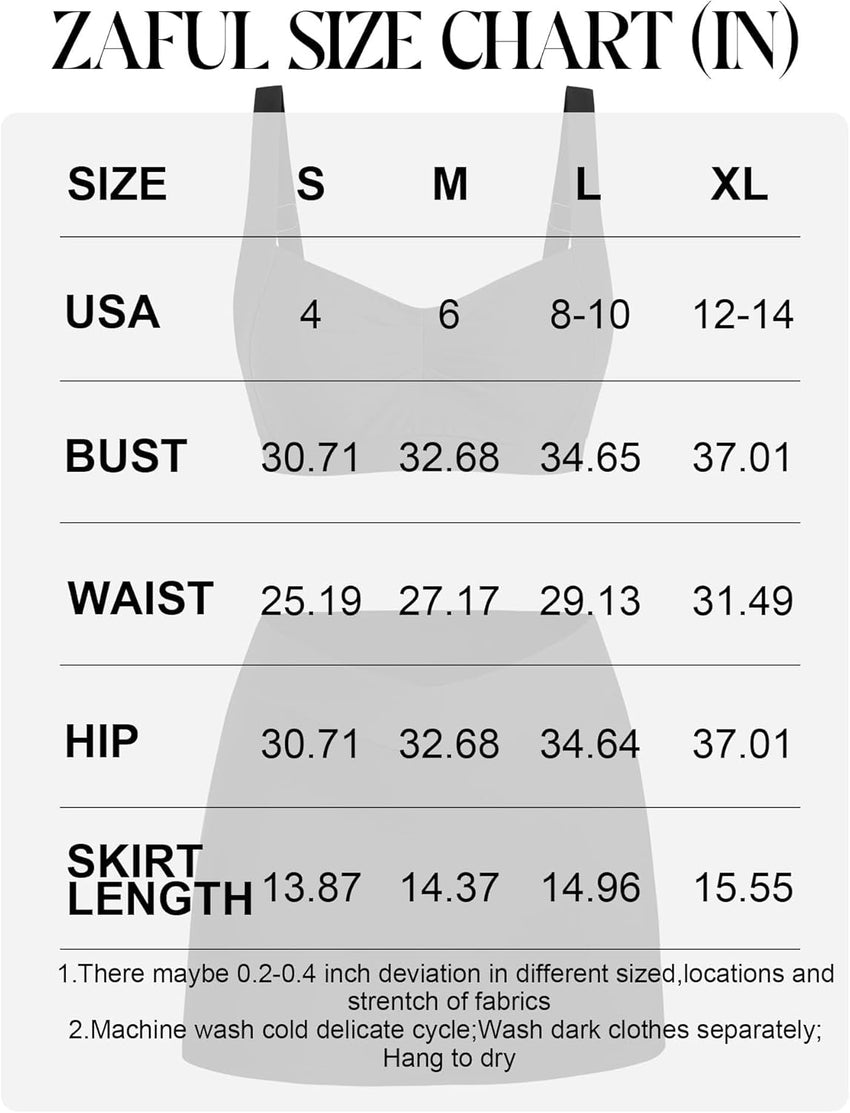 ZAFUL Women Swim Skirt High Waisted Bikini Sets Two Piece Tummy Control Swim Suit 2025 Slimming Bathing Suit Curvy Swimwear Black L - 7DAY'S