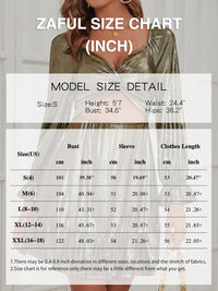 ZAFUL Women's 2023 Long Sleeve V Neck Mini Dress Smoked Back Glitter Christmas Cocktail Party Evening Dress with Ruffles Hem - 7DAY'S