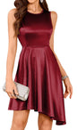 ZAFUL Women's 2025 Sleeveless Satin Cocktail Mini Dress Flowy A Line Short Formal Dresses Wedding Silky Party High Low Dress - 7DAY'S