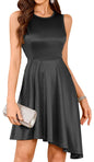 ZAFUL Women's 2025 Sleeveless Satin Cocktail Mini Dress Flowy A Line Short Formal Dresses Wedding Silky Party High Low Dress - 7DAY'S