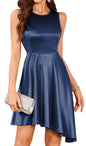 ZAFUL Women's 2025 Sleeveless Satin Cocktail Mini Dress Flowy A Line Short Formal Dresses Wedding Silky Party High Low Dress - 7DAY'S