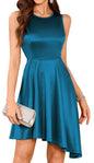 ZAFUL Women's 2025 Sleeveless Satin Cocktail Mini Dress Flowy A Line Short Formal Dresses Wedding Silky Party High Low Dress - 7DAY'S