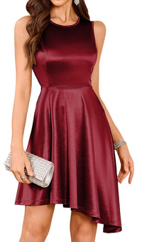 ZAFUL Women's 2025 Sleeveless Satin Cocktail Mini Dress Flowy A Line Short Formal Dresses Wedding Silky Party High Low Dress - 7DAY'S