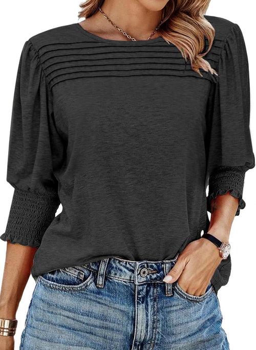 ZAFUL Womens 3/4 Long Sleeve Tunic Tops Spring Fashion Dressy Casual Blouses Trendy Outfits