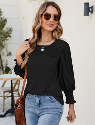 ZAFUL Womens 3/4 Long Sleeve Tunic Tops Spring Fashion Dressy Casual Blouses Trendy Outfits - 7DAY'S