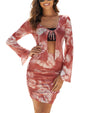 ZAFUL Women's Bell Sleeve Short Chiffon Cardigan Sheer Shrug 2 Piece Outfit Sets for Srping Summer - 7DAY'S
