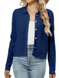ZAFUL Womens Cable Knit Cardigan Sweater Casual Long Sleeve Open Front Button Down Cardigan Lapel Neck Cropped Sweater - 7DAY'S