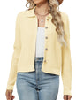 ZAFUL Womens Cable Knit Cardigan Sweater Casual Long Sleeve Open Front Button Down Cardigan Lapel Neck Cropped Sweater - 7DAY'S