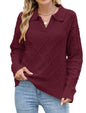 ZAFUL Womens Cable Knit Sweater Classic Lapel Collar Sweater Tops Ladies Soft Fit Casual Chunky Long Sleeve Pullover Sweaters - 7DAY'S