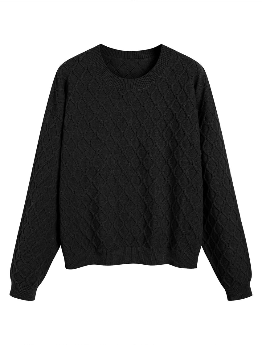 ZAFUL Women's Cable Knit Sweaters Trendy Fall Crewneck Long Sleeve Casual Loose Jumper Pullover Oversized Sweater Tops 2025 - 7DAY'S